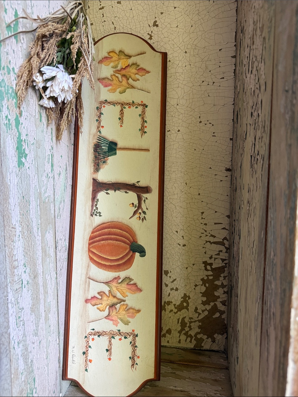🍂 WELCOME Fall/Autumn Sign Hand Painted and Signed 24”x6”